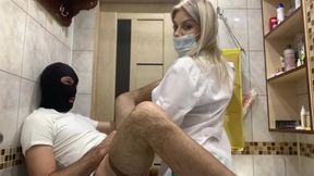 Femdom nurse ruffly pegs him raw before bed her huge strapon