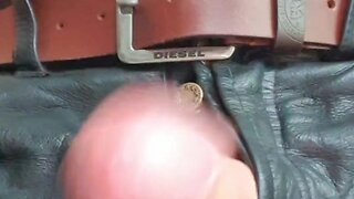 Master ramon jerks off in his hot leather pants after his slave has been