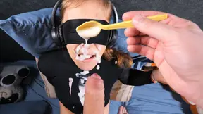 NEW GAME OF TASTE! They didn′t leave me a chance &mdash;  my turtleneck and face are all in cum and yogurt!