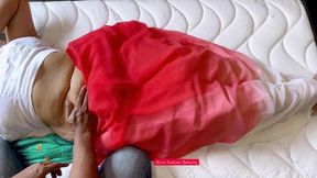 Intimate Massage Session with Mom in a Beautiful Saree - Sensual Moans and Relaxation - Step Son's Massage to his Mom in Saree - Navel and Pussy Massage - Moans Very Louder