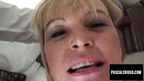 Chubby MATURE Alisha indulges in sucking and riding on sofa