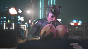 Cat Woman blowjob + titjob (black male)