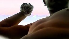 ”Hung amateur dude jerks off & sprays cum on his buddy”