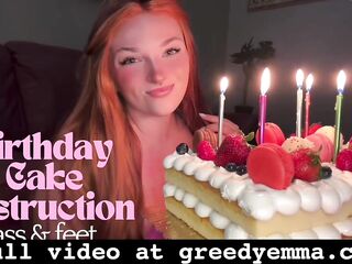 Birthday Cake Destruction - Butt and Feet - Cake Sitting Mess big beautiful woman Booty Foot Feet Fetish Worship Soles