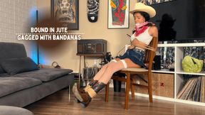 Cowgirl Bound By Jute, Gagged With Her Own Bandanas Feat Aria Nicole and Nyxon 1080p