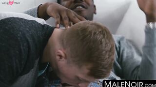 MaleNoir.com - Young redhead bottom rimmed and barebacked by big black jock cock hard