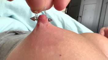 Morning Play with Big Tits MILF and Pierced Nipples