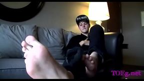 Foot fetish kink on web camera