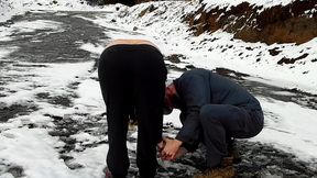 pantsing #2 - handcuffs in the snow