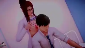 Fiery Redhead Nurse Pleasures Cocky Doctor with Busty Tits Mouth in Waifu School