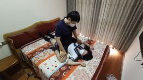 DR023 Pianist ride and stomach sitting ponygirl in sailor uniform and piggyback ponyplay in home
