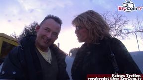 German mature skinny housewife persuaded to have sex on the street
