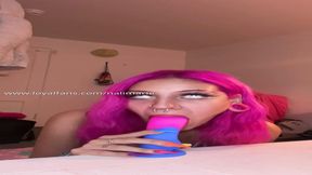Dildo Sucking Close-Up Sloppy Blowjob Drooling