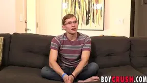 Nerdy Twink Reveals Big Dick and Strokes It Sensually Solo
