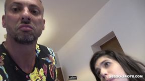 Italian Guy Cheats on Girlfriend with Hot Blonde Milf while Girlfriend is next Door