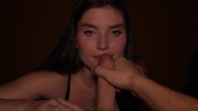 Night POV Blowjob From a Hot Brunette