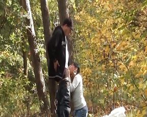 Hot Dark Haired German Babe Gets Her Shaved Twat Pounded in the Woods