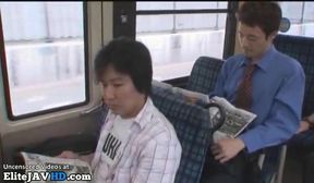 Japanese beauty with big tits has sex on public bus