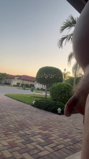 Naked on the driveway