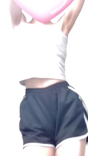 Crossdressing teen twink gets naked in a TikTok video
