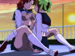 Horny anime lesbian teens skip class to lick pussy