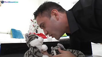 Kinky cat- ladies are ready for a threesome with a filthy rich guy, in his villa