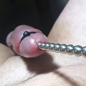 Big white cock pumped and rod inserted until he cums