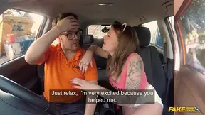 Pretty Spanish Brunette Tourist get Big Dick British Welcome - Fake Driving School