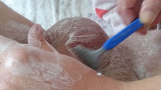 Nursing shave from the asshole and scrotum