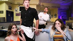 ”Big cocked waiter fucks Anya Olsen in the restaurant's toilet”