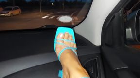 Mature Stepmom with Sexy Legs in Heels in the Car with Her Younger Stepson