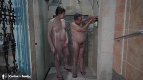 Stepdaddy Taking a Shower with His Boy