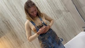 Bananas, Pudding, Coffee! Ripping denim Overalls!