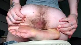 Just my booty hairy,balls hairy, smelling legs, straight Big Ass while working at the computer - worship