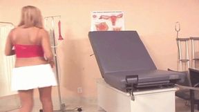 part 1, Skinny cutie masturbates on the gyno table