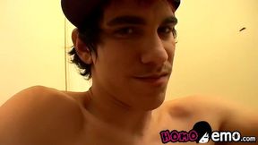 Sexy cute twink Cherokee jacking off in the bathroom