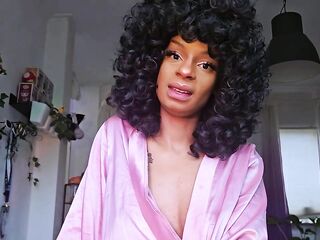 Black Domina Chayenne teases virgin and uses him as her ashtray