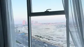 Colombian beauty rides big dick in penthouse morning fuck