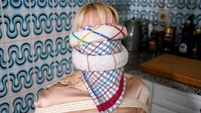 When The Next Door Neighbor Comes Calling, Tea Towel Gagged and Blindfolded WMV 1080p