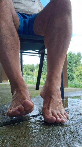 My hot manly feet playing in the water
