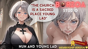 Young virgin boy have first time ever sex with Nun and cum on her sacred face (Membership version)