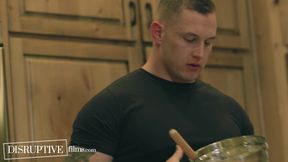 Muscle Stud Kyle Fletcher Crams Cum-Filled Pastry Down Brock Kniles' Throat