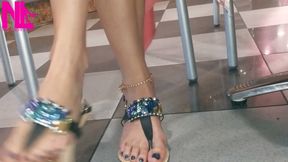 Dangling and Shoeplaying in a Bar with My Blue Estrada' Flip Flops