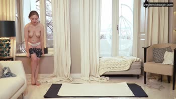 Anna's Virgin Massage Delight: Tight Brunette's First Orgasm