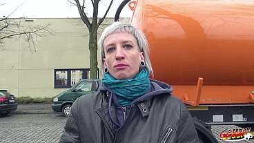 German Scout - Skinny Emo Teen Luna in Street Porn Casting