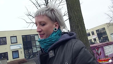 German Scout - Skinny Emo Teen Luna in Street Porn Casting