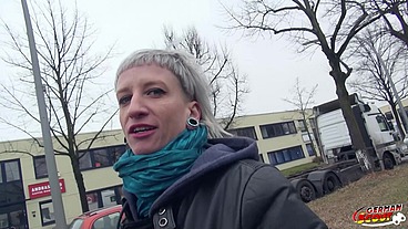 German Scout - Skinny Emo Teen Luna in Street Porn Casting