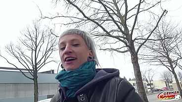German Scout - Skinny Emo Teen Luna in Street Porn Casting
