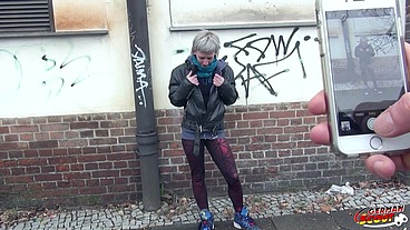 German Scout - Skinny Emo Teen Luna in Street Porn Casting