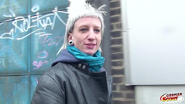 German Scout - Skinny Emo Teen Luna in Street Porn Casting